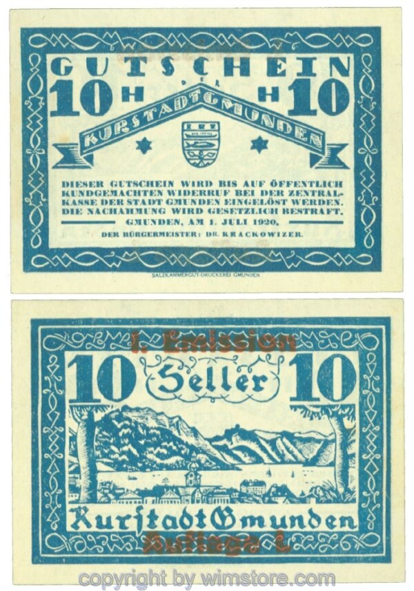 Gmunden, J00240SIb, 10 Heller; 1