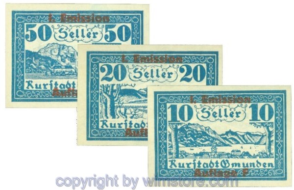 Gmunden, J00240SIb, Serie 10, 20, 50 Heller; 1