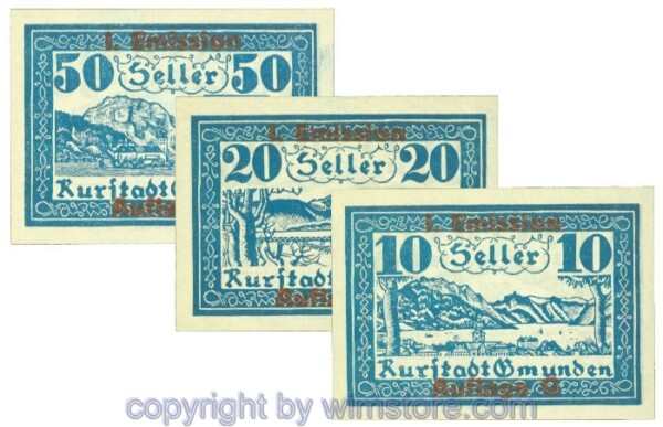 Gmunden, J00240SIb, Serie 10, 20, 50 Heller; 1