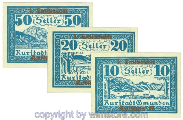 Gmunden, J00240SIb, Serie 10, 20, 50 Heller; 1
