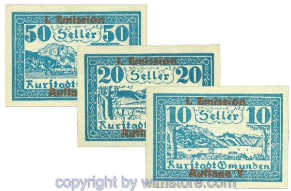 Gmunden, J00240SIb, Serie 10, 20, 50 Heller; 1