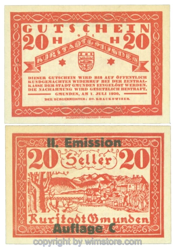 Gmunden, J00240SIc, 20 Heller; 1