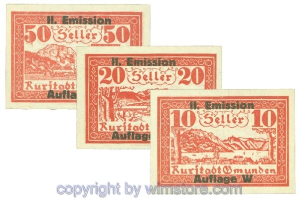 Gmunden, J00240SIc, Serie 10, 20, 50 Heller; 1
