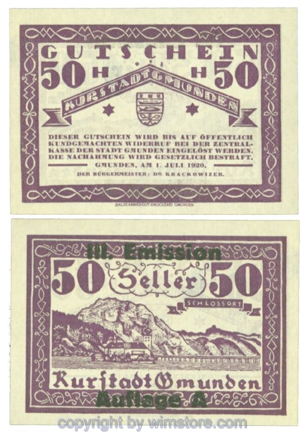 Gmunden, J00240SId, 50 Heller; 1