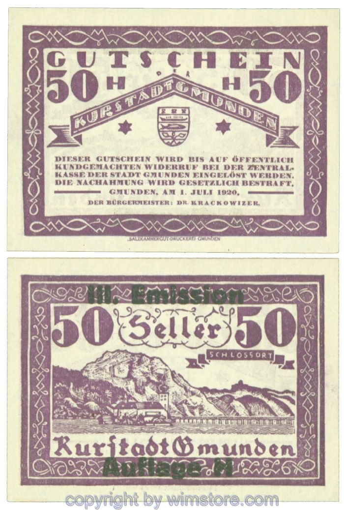 Gmunden, J00240SId, 50 Heller; 1