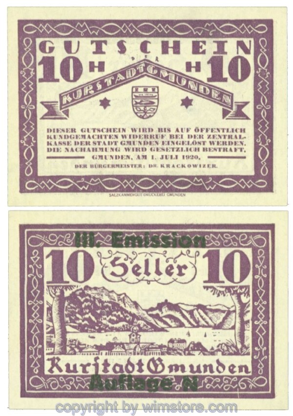 Gmunden, J00240SId, 10 Heller; 1