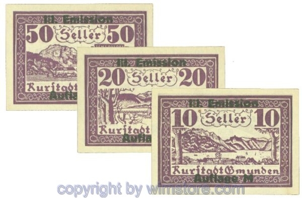Gmunden, J00240SId, Serie 10, 20, 50 Heller; 1