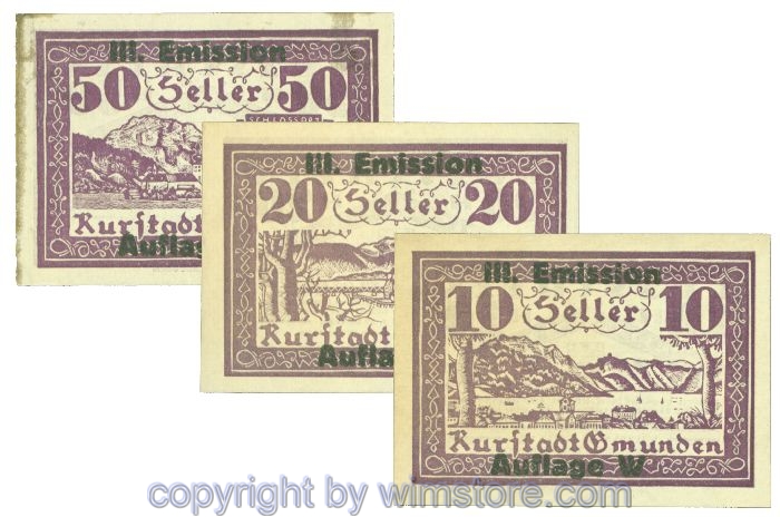 Gmunden, J00240SId, Serie 10, 20, 50 Heller; 1