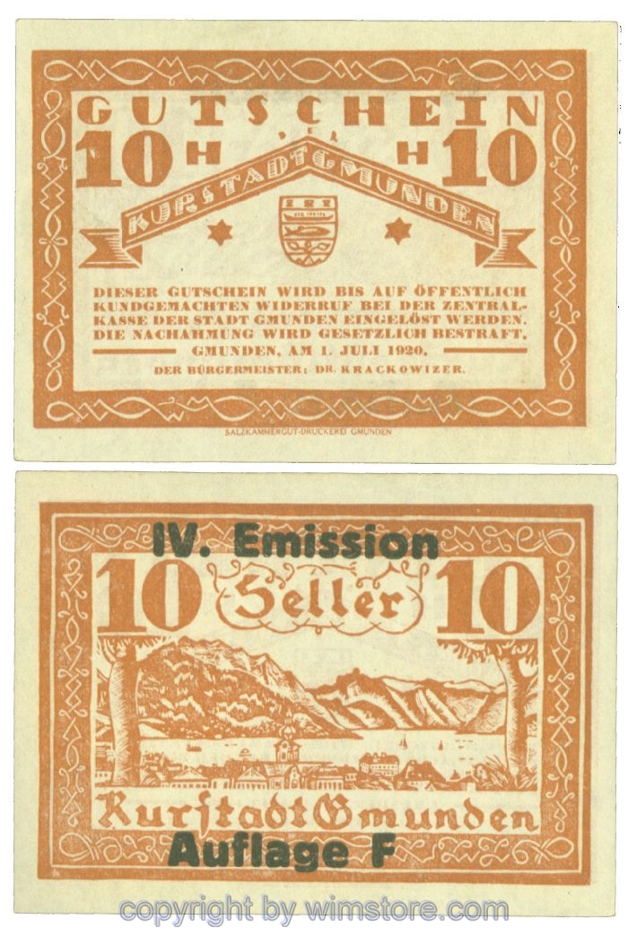 Gmunden, J00240SIe, 10 Heller; 1