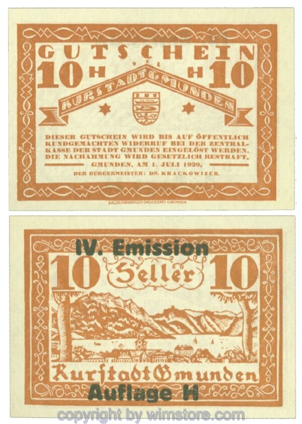 Gmunden, J00240SIe, 10 Heller; 1