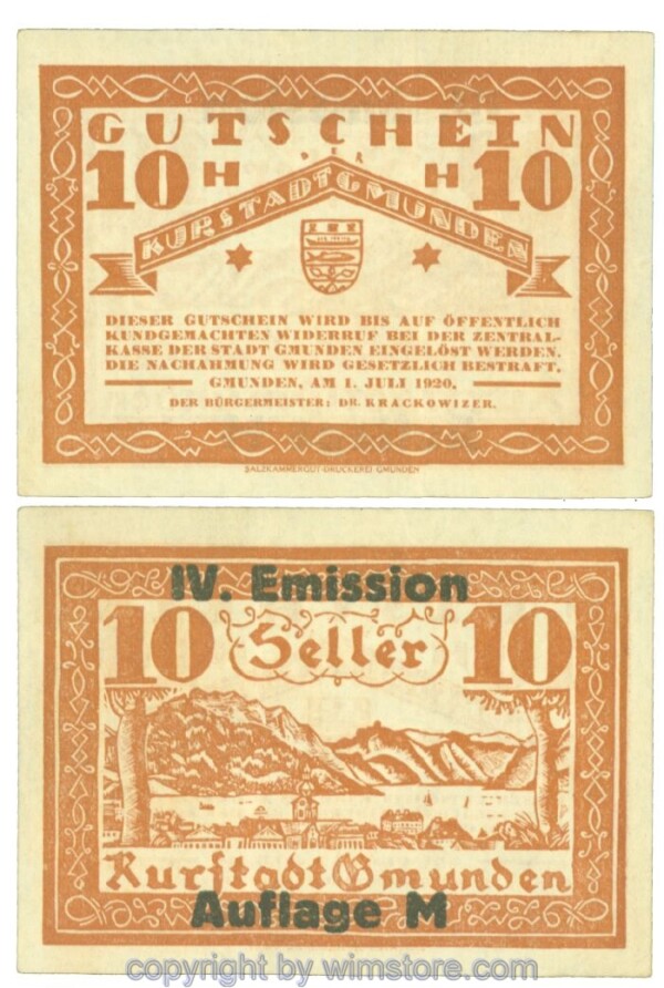 Gmunden, J00240SIe, 10 Heller; 1