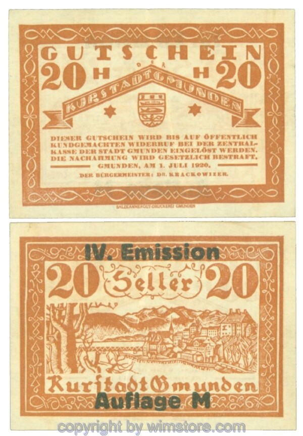 Gmunden, J00240SIe, 20 Heller; 1