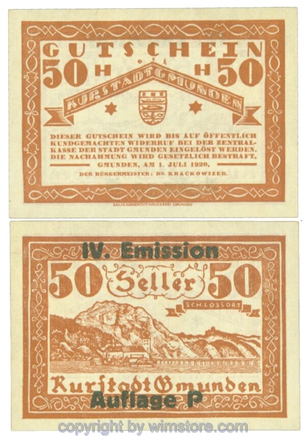 Gmunden, J00240SIe, 50 Heller; 1