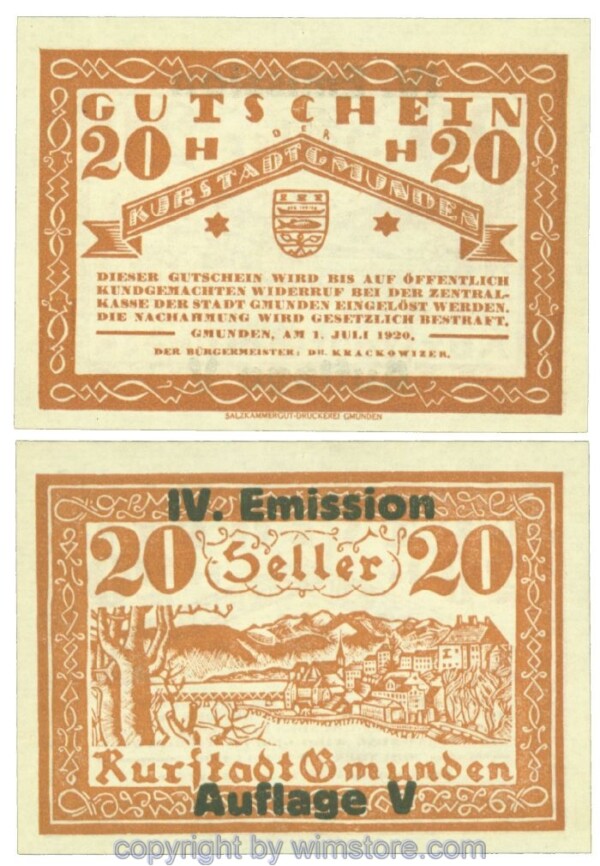 Gmunden, J00240SIe, 20 Heller; 1