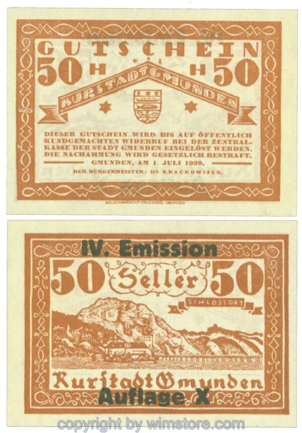 Gmunden, J00240SIe, 50 Heller; 1
