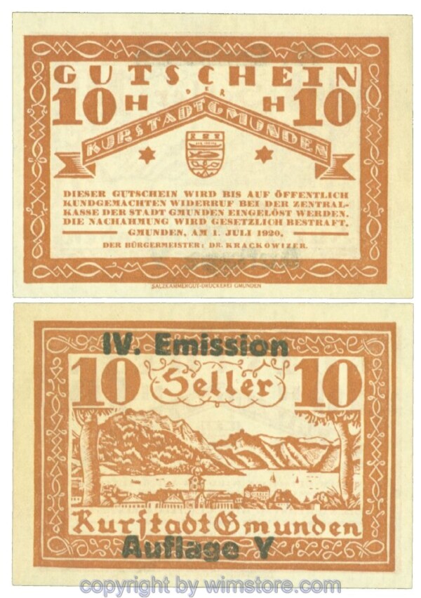 Gmunden, J00240SIe, 10 Heller; 1