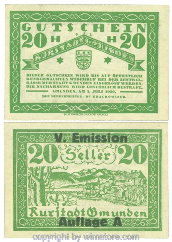Gmunden, J00240SIf, 20 Heller; 1