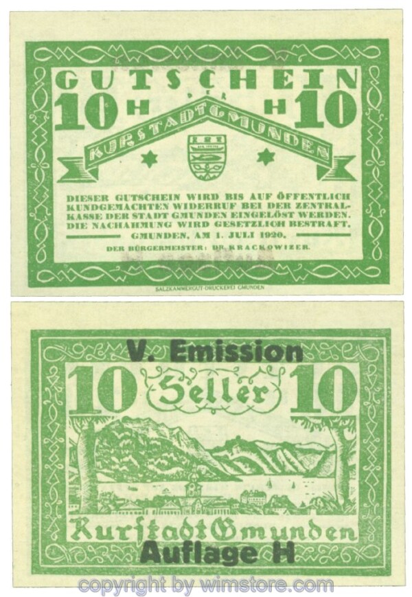 Gmunden, J00240SIf, 10 Heller; 1