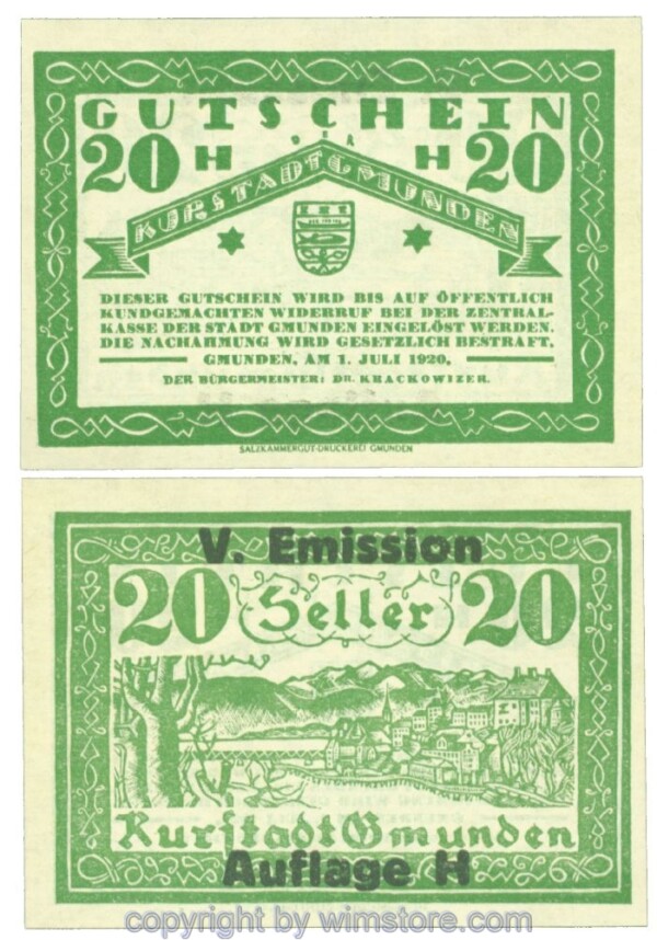 Gmunden, J00240SIf, 20 Heller; 1