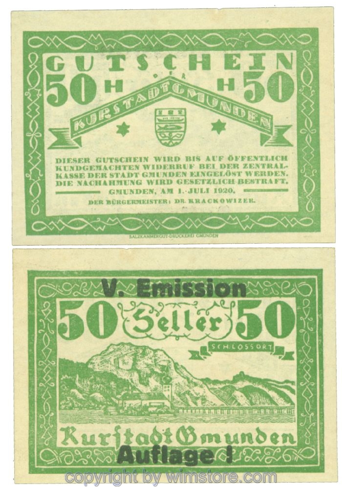 Gmunden, J00240SIf, 50 Heller; 1