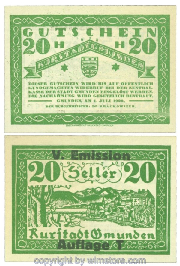 Gmunden, J00240SIf, 20 Heller; 1