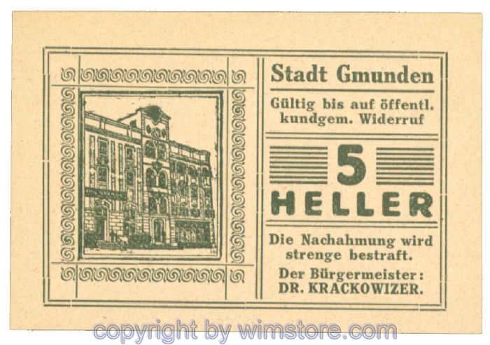 Gmunden, J00240SIIbH1, 5 Heller; 1