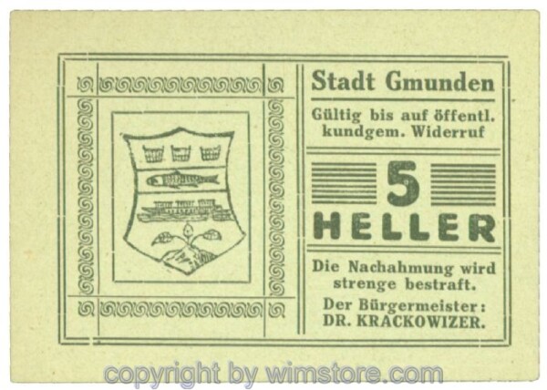Gmunden, J00240SIIeW, 5 Heller; 1