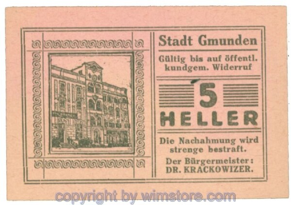 Gmunden, J00240SIIhH1, 5 Heller; 1