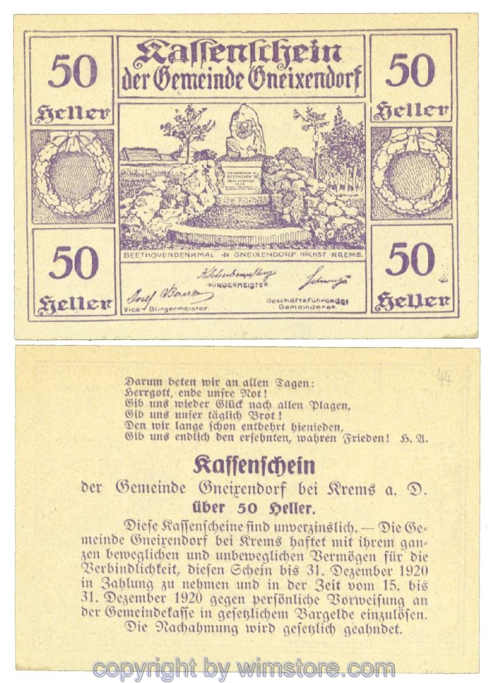 Gneixendorf, J00241N44, 50 Heller; 1