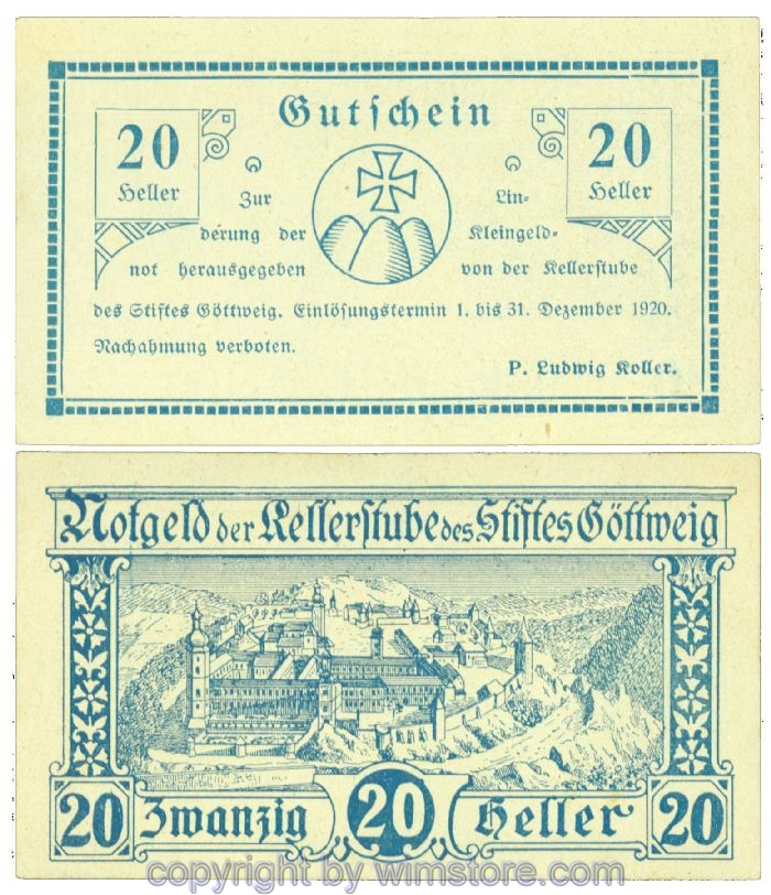 sn104682 Göttweig, Prv. Kellerstube, J00245IIa, 20 Heller; 1-