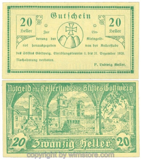 Göttweig, Prv. Kellerstube, J00245IIa, 20 Heller; 1