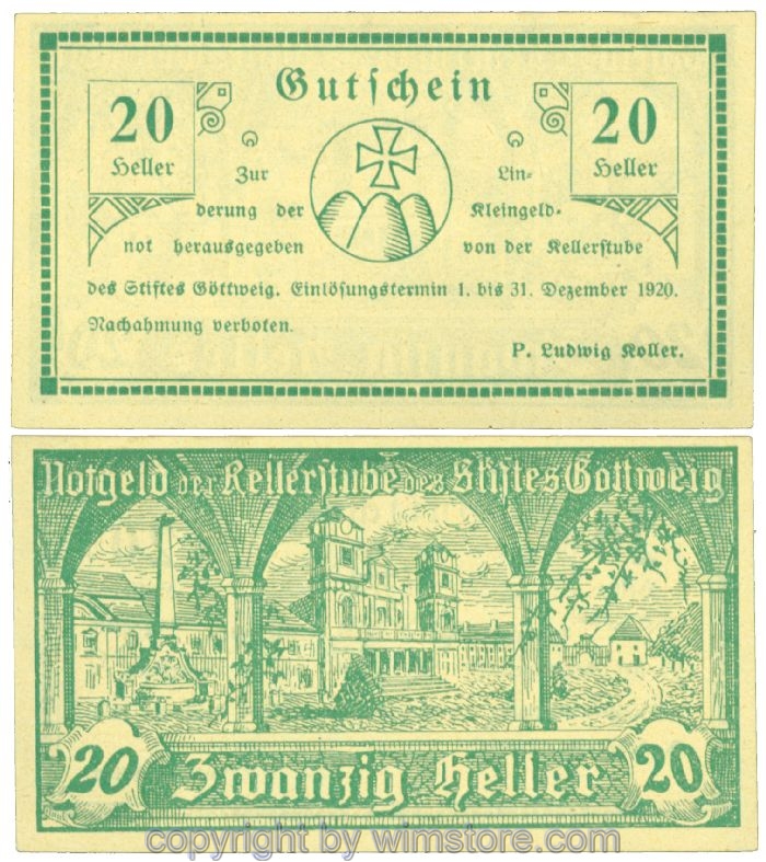 sn104683 Göttweig, Prv. Kellerstube, J00245IIa, 20 Heller; 1