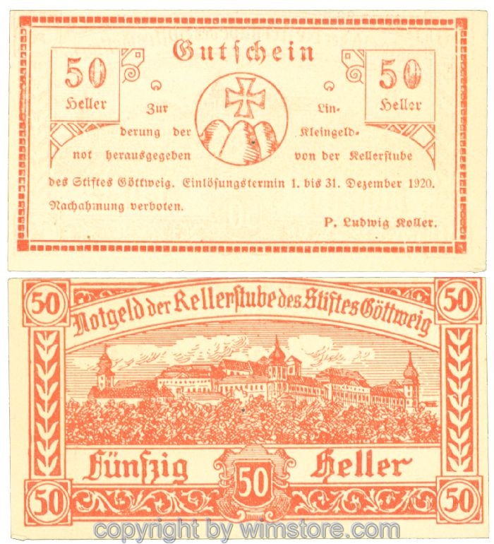 sn104684 Göttweig, Prv. Kellerstube, J00245IIa, 50 Heller; 1