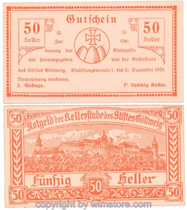 Göttweig, Prv. Kellerstube, J00245IIb, 50 Heller; 1