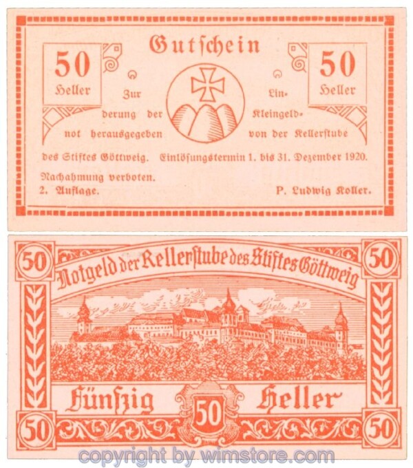 Göttweig, Prv. Kellerstube, J00245IIb, 50 Heller; 1-