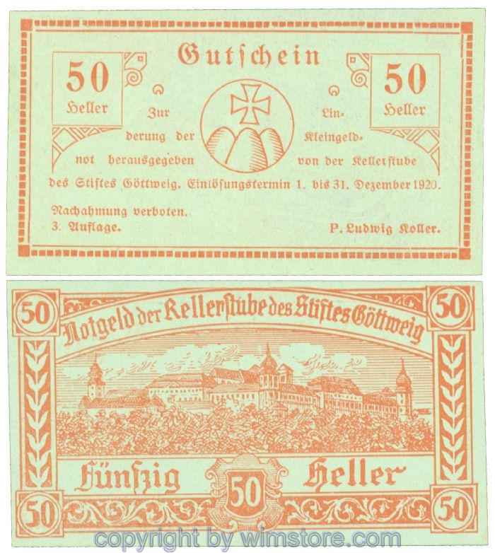 sn104694 Göttweig, Prv. Kellerstube, J00245IIc, 50 Heller; 1