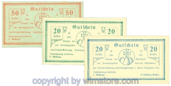 Göttweig, Prv. Kellerstube, J00245IIc, Serie 20, 20, 50 Heller; 1