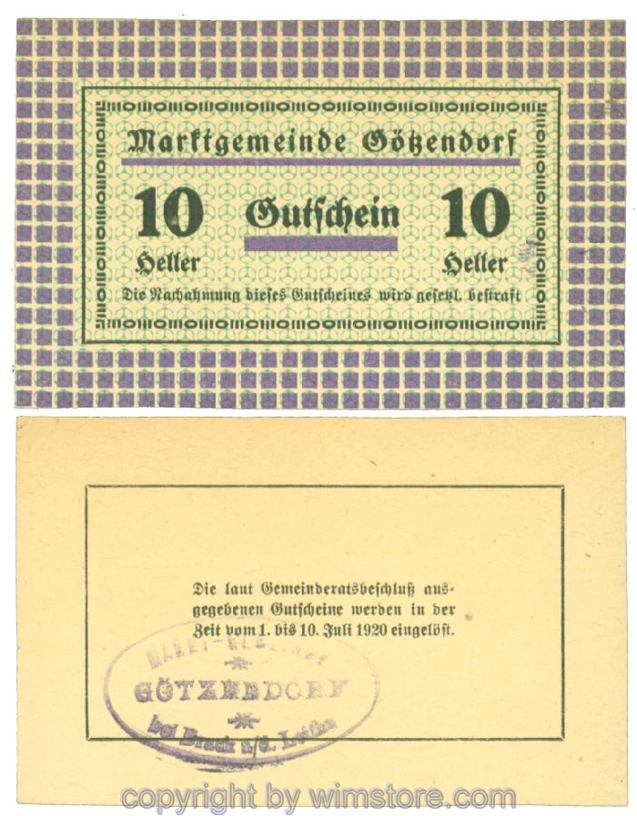 Götzendorf, J00246Ibx, 10 Heller; 1