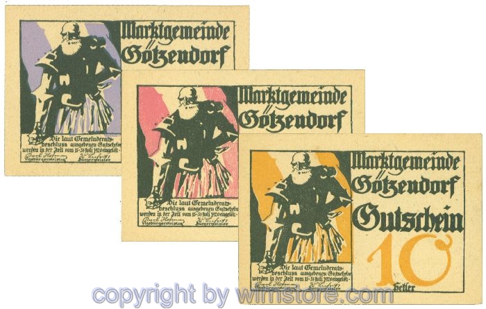 Götzendorf, J00246IIc, Serie 10, 20, 50 Heller; 1