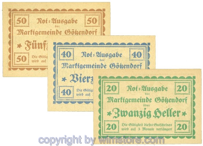 Götzendorf, J00246IIe, Serie 20, 40, 50 Heller; 1