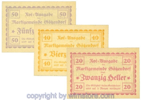 Götzendorf, J00246IIf, Serie 20, 40, 50 Heller; 1