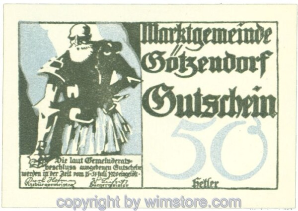 Götzendorf, J00246Sb, 50 Heller; 1