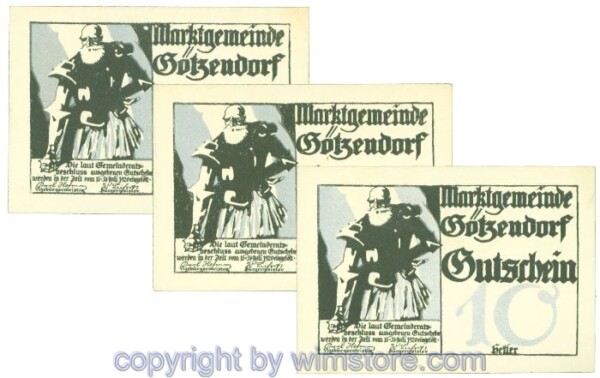 Götzendorf, J00246Sb, Serie 10, 20, 50 Heller; 1