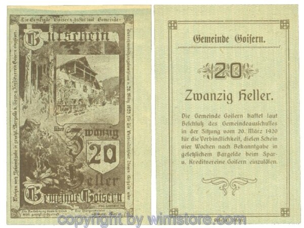Goisern, J00247II, 20 Heller; 1