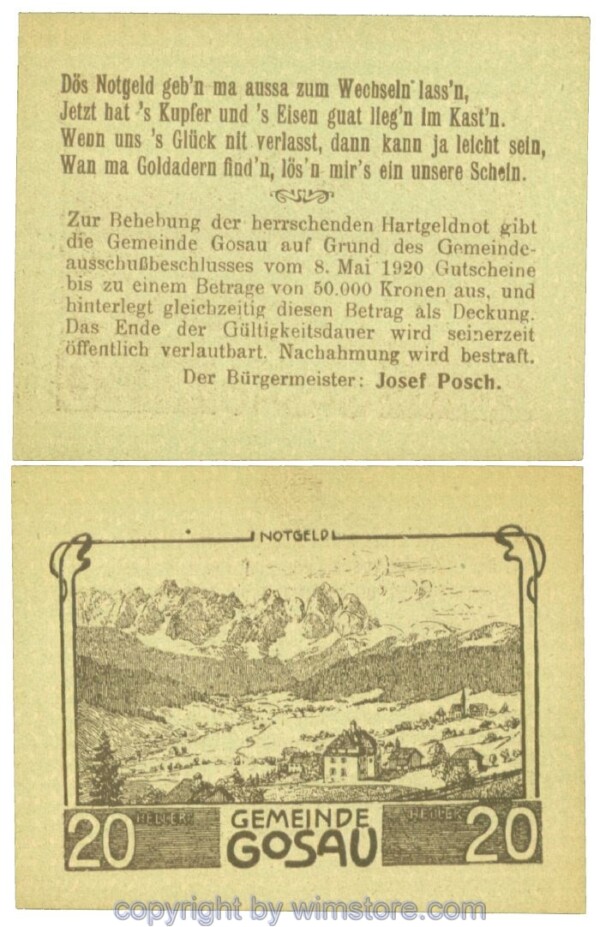 Gosau, J00251a, 20 Heller; 1