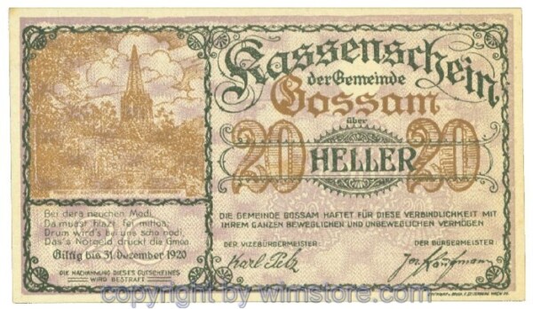 Gossam, J00252a, 20 Heller; 1