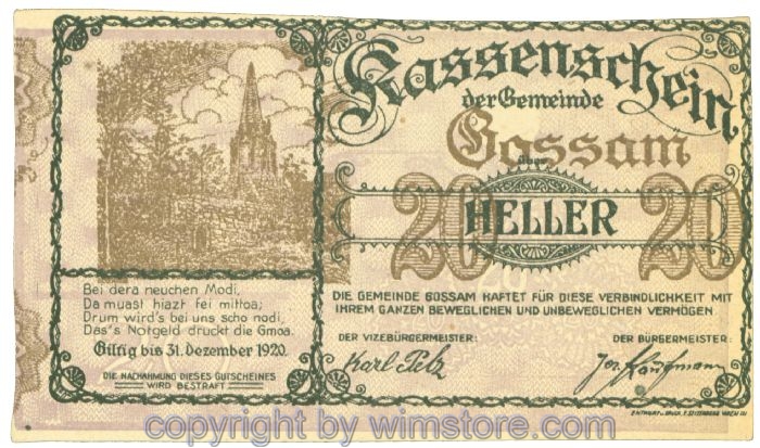 Gossam, J00252ax, 20 Heller; 1