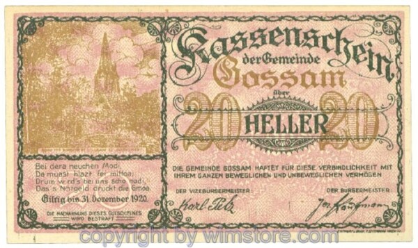 Gossam, J00252b, 20 Heller; 1
