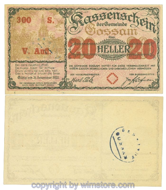 Gossam, J00252Sg, 20 Heller; 1