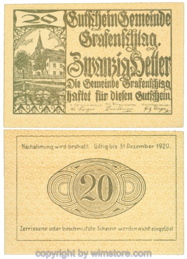 sn104790 Grafenschlag, J00255, 20 Heller; 1